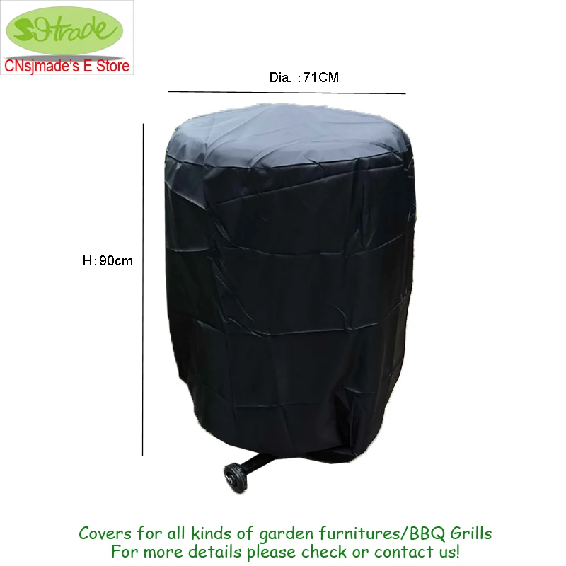 Custom made Kettle Grill Barbecue Cover, Black 28\'\'Dx35.4\'\'H (D:71xH90cm) Cnsjmade Round Grill Covers