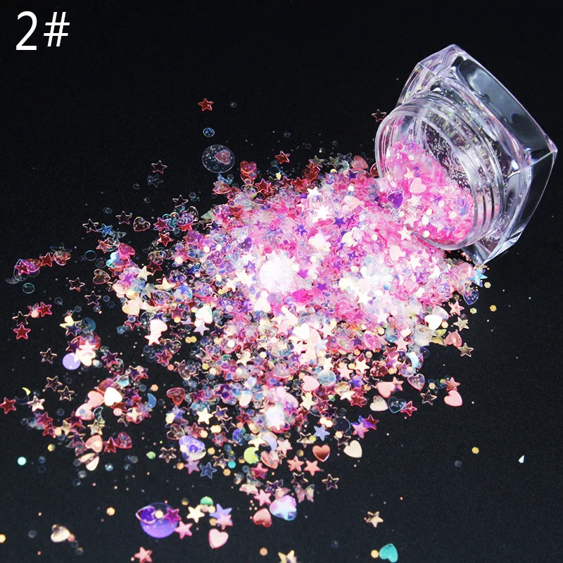 500g 8Colors Wholesale Mix Shape Pink Purple Star Heart Glitter Sequins Flakes Face Sequin for Crafts Body Balloon Filling