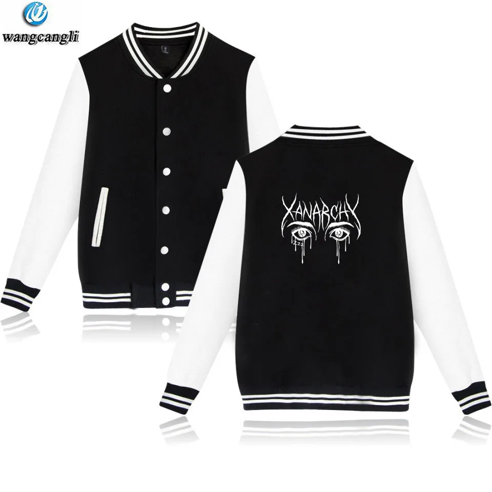 

Lil xan Xanarchy baseball Jacket shirt oversize college patchwork long sleeve men/women's baseball Jacket coat Fall/Winter tops