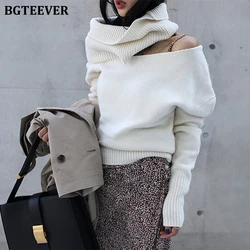 BGTEEVER 2019 Winter Turtleneck Women Sweater Fashion Hollow-out Female Knitted Pullovers Women Knitted Jumper Tops pull femme