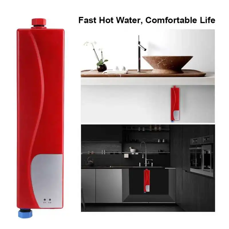 220V 3000W Water Heater Mini Electric Tankless Hot Water Heating Parts Water Heater System For Bathroom Kitchen Use