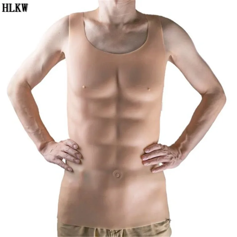 

Top Grade Fake Chest Muscle Belly Macho Soft Silicone Man Artificial Simulation Muscles High Collar Version Cosplay crossdress