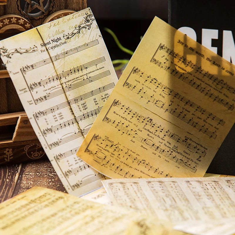 Vintage Music Notes Series Material Paper Junk Journal Decoration DIY Scrapbooking Old Book Page Craft Paper