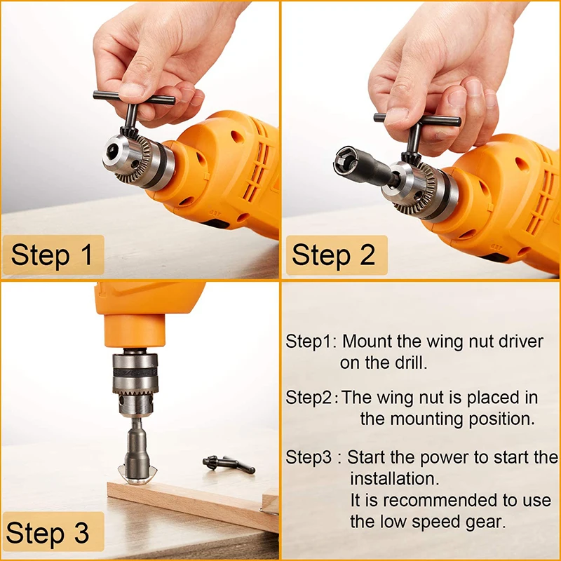 1pc Slot Wing Nuts Drill Bit Socket Wrenches Tools Part 1/4 Inch Hex Shank Steel Drills Bits for Panel Nuts Screws Eye Hook Bolt