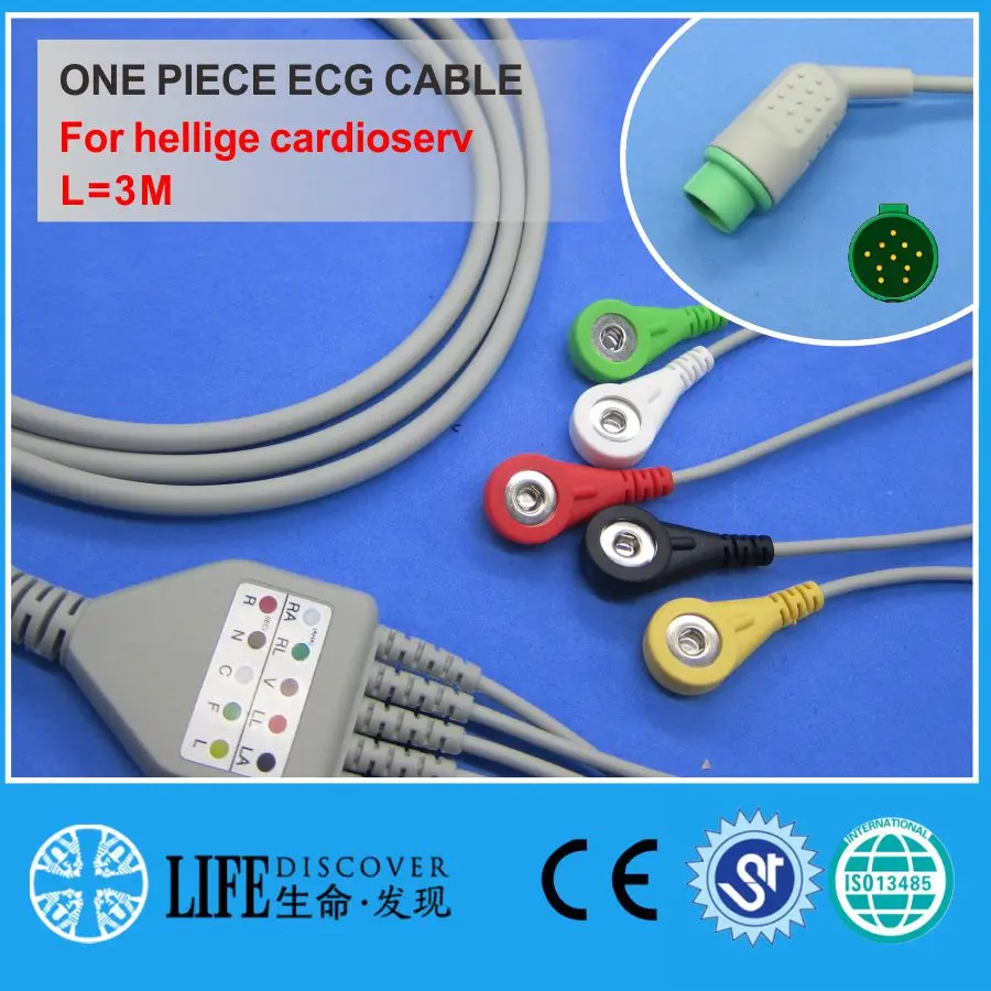 

Compatible with 10PIN hellige cardioserv Patient ECG monitor 3 lead cable and electrode connector of Snap/Clip,AHA OR IEC