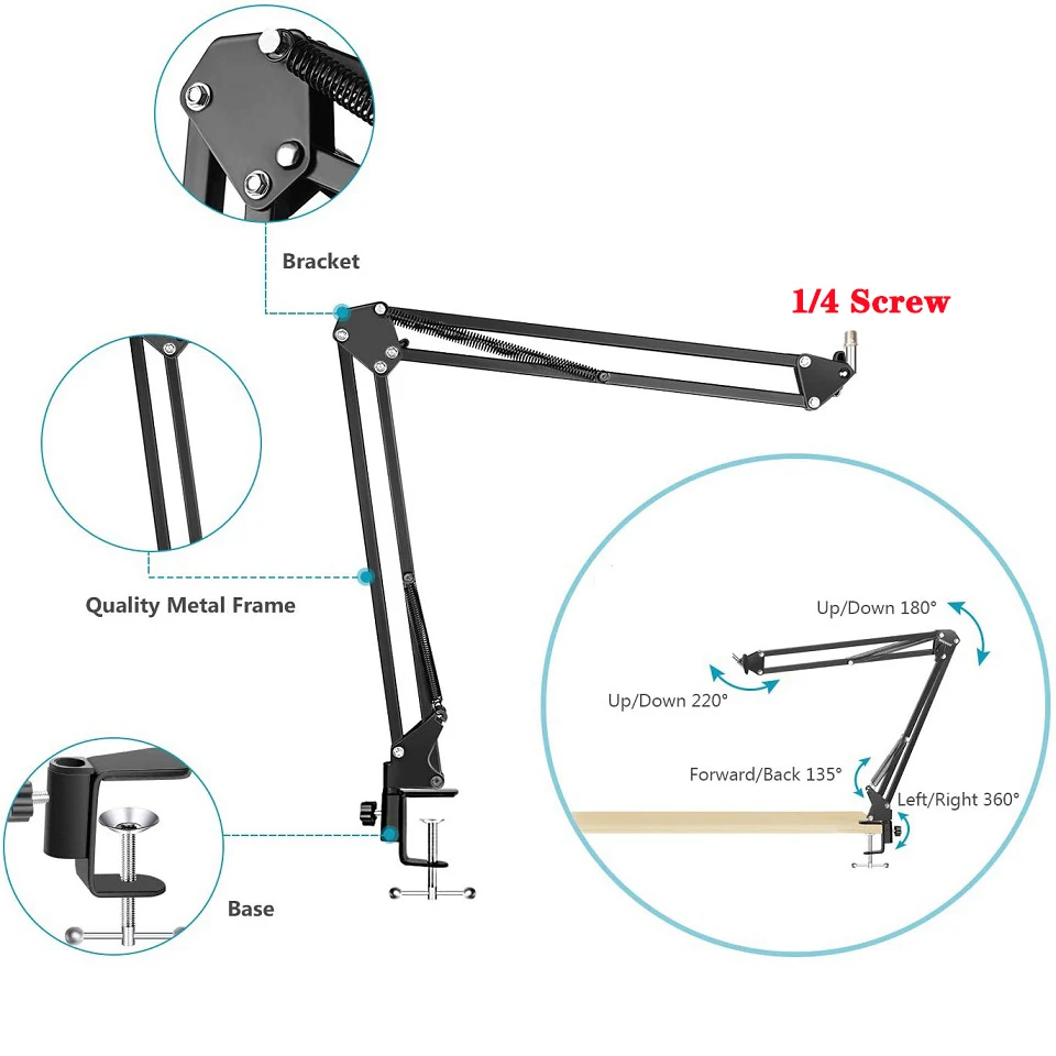 Photographic Lighting Long Arm With 1/4 Screw Folding Arm Fill Light Stand Adjustable Suit For Ringlight Ring Lamp Light NB35