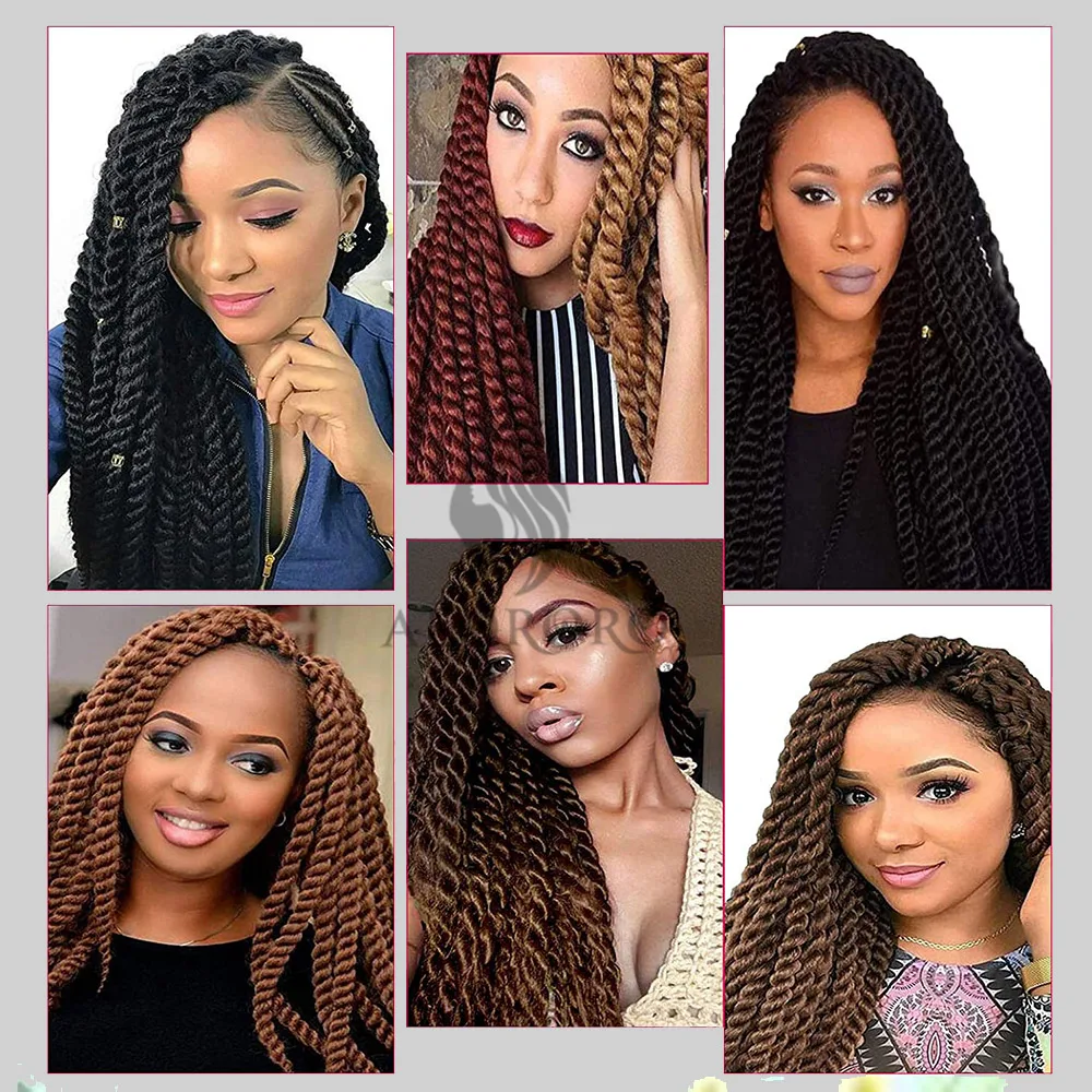 12/18/22 inch Ombre Havana Twist Synthetic Hair Extensions Faux Locs Crochet Hair, Senegalese Twist Hair