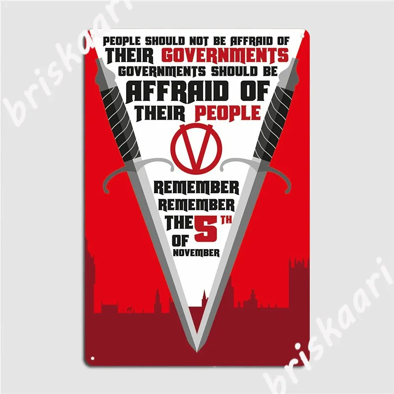 V For Vendetta Metal Sign Wall Cave Wall Classic Plaques Tin Sign Poster