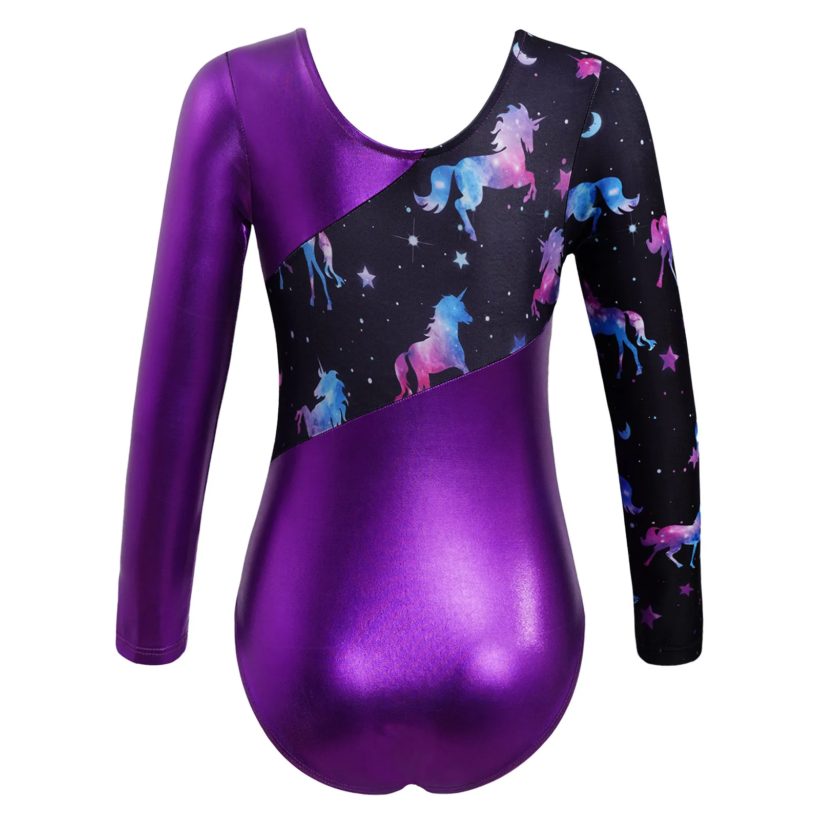 Gymnastics Leotard for GirlsMetallic Printed Long Sleeves Skating Jumpsuit  Kids Ballet Dance Leotard Children Ballerina Clothes