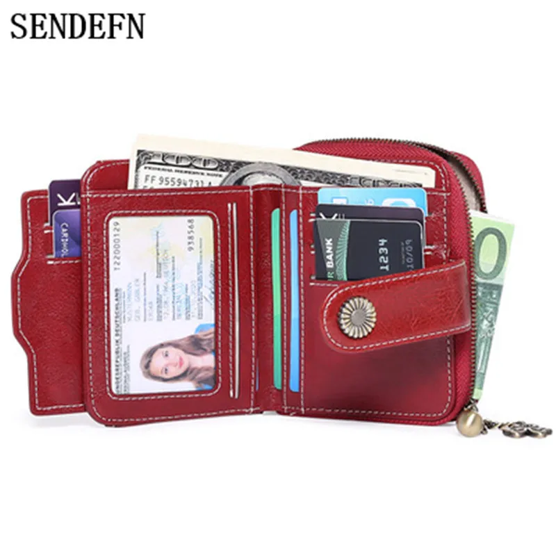 

SENDEFN genuine leather Women Wallet Short Student Korean Wallet Mini coin purse Women Wallets Cards Holders Luxury Brand Wallet