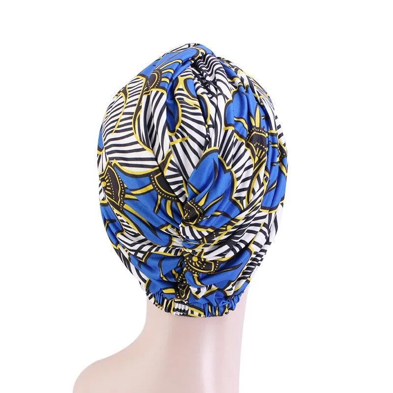 ผู้หญิงมุสลิม Hijab ซาตินเรียงราย Twist Double Layer ยืด Turban อินเดีย Cap Turbante Mujer Headscarf หมวก Femme มุสลิม Headwrap