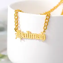 Gothic Old English Nameplate Necklace #5