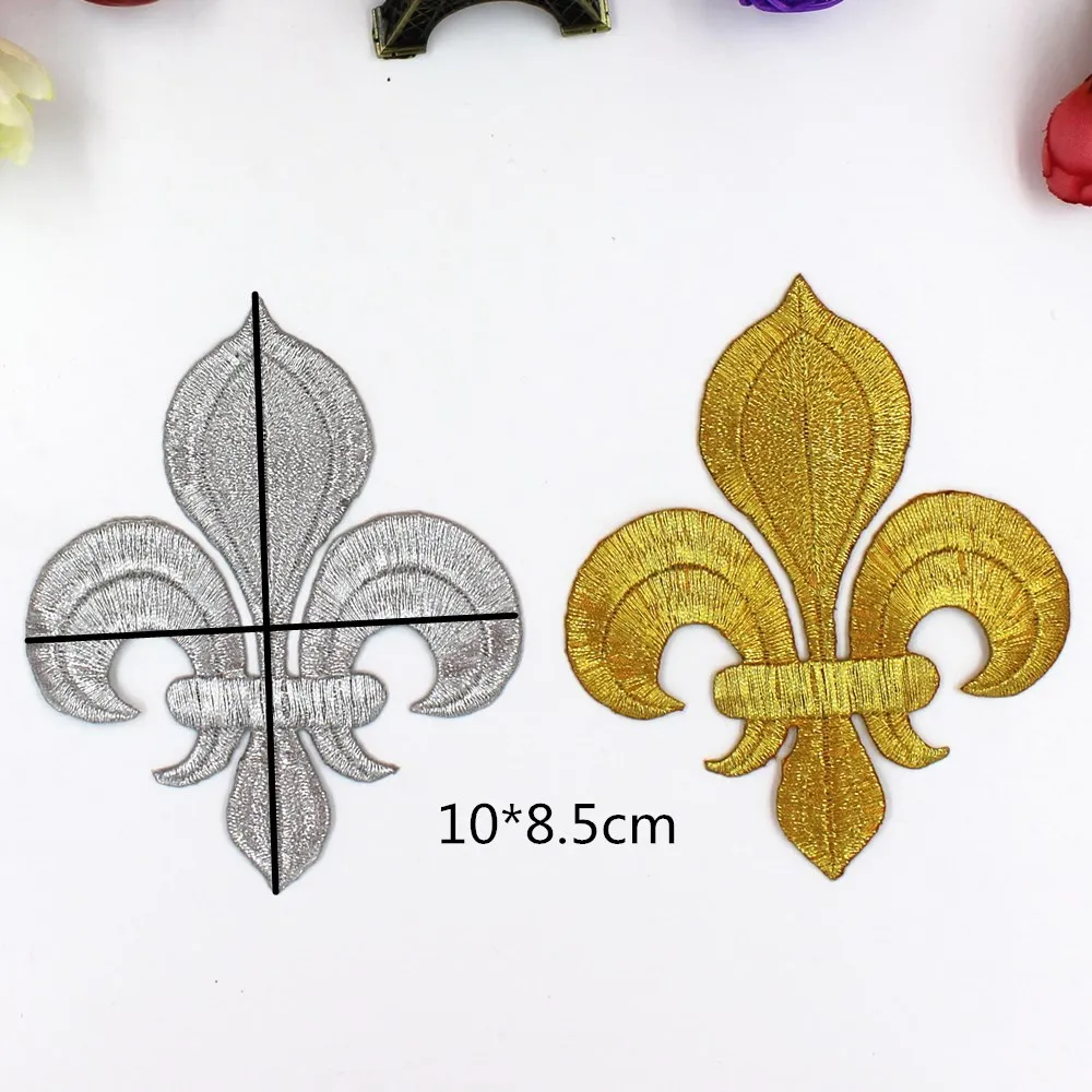 Iron On Appliques Gold Embroidered Patches For Cosplay Costumes Lotus Flower Trims Crown Appliques 8.5-10cm