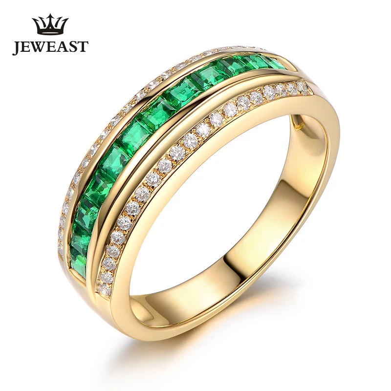 ML Natural Emerald 18K Pure Gold 2023 New Hot Selling Top Ring Women Heart Shape Ring  For Ladies  Woman Genuine Jewelry