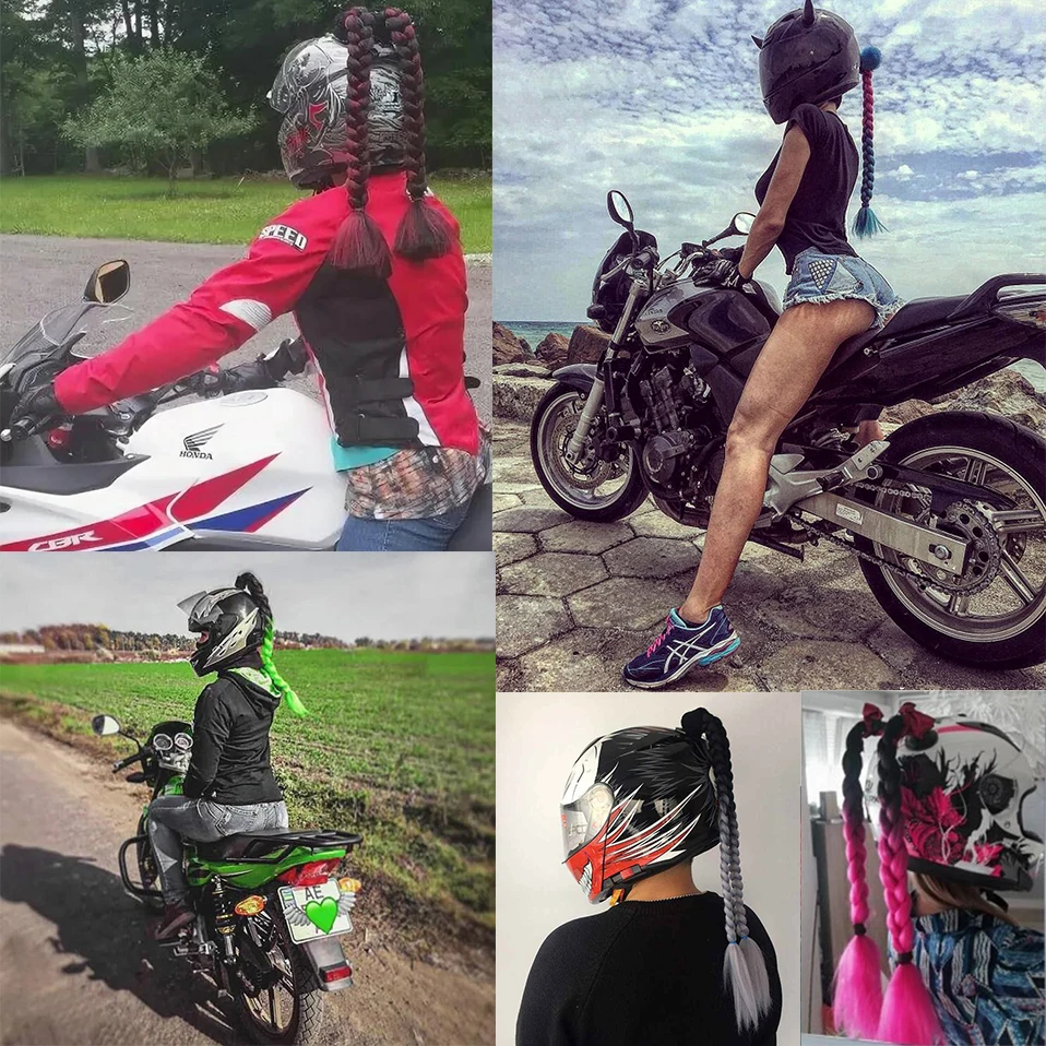 My-Lady 20 cali syntetyczny punkowy warkocz na kask Ombre hurtownia warkocze peruka do kasków motocyklowych skręcone warkocze z kokardą z przyssawką