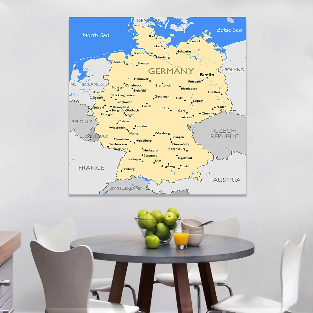 150*150 cm Political Map of The Germany Large Wall Poster Vinyl  Canvas Painting Classroom Home Decoration School Supplies