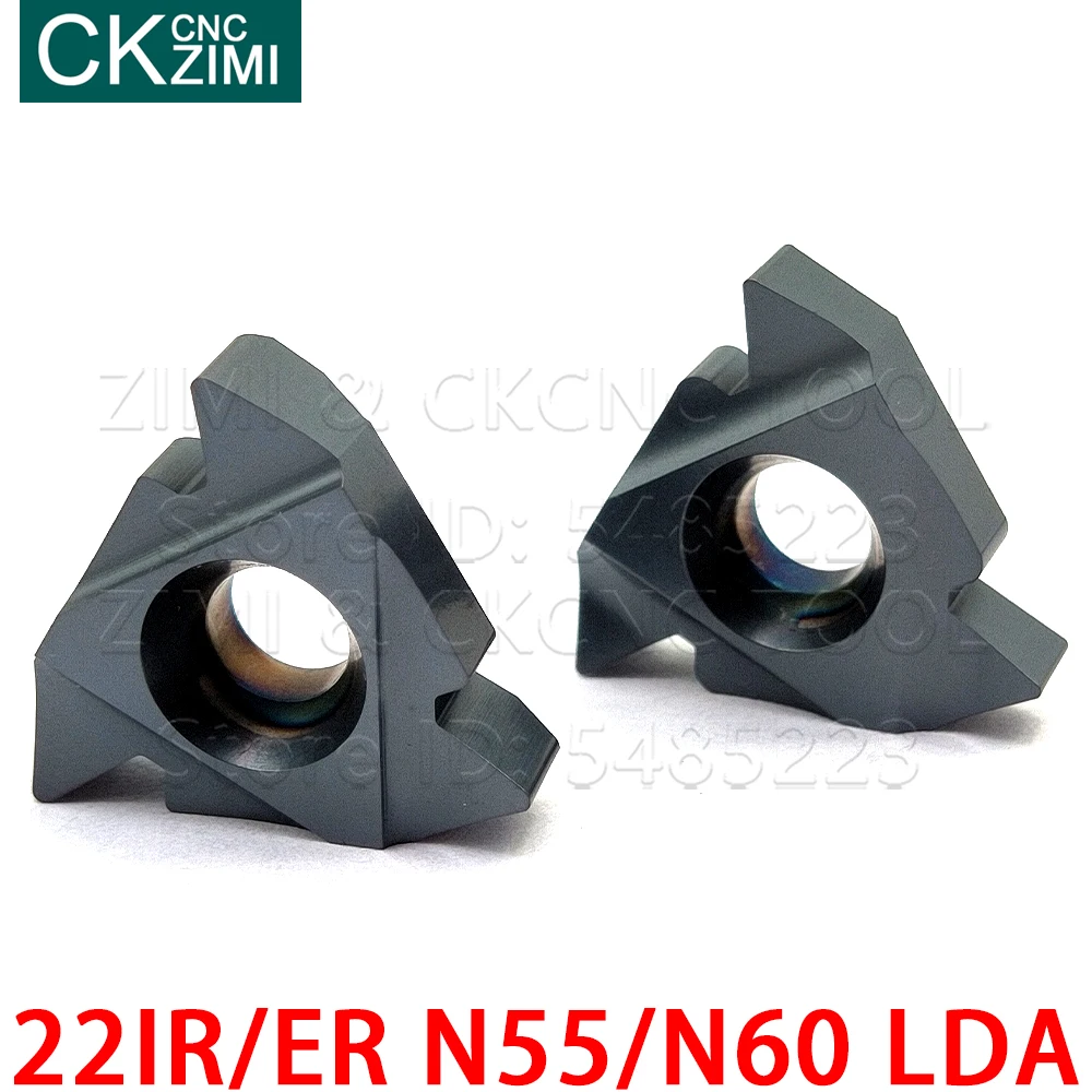 22IR N55 LDA 22IR N60 LDA 22ER N60 LDA, إدراج كربيد CNC أدوات تحول الخيط الخارجي الداخلي للصلب المقاوم للصدأ والصلب