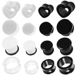 2pcs/lot Black & White Heart Acrylic Flesh Tunnel Plug Jewelry Ear Stretcher Expander Saddle Plug Piercings Ear Gauge Earlets