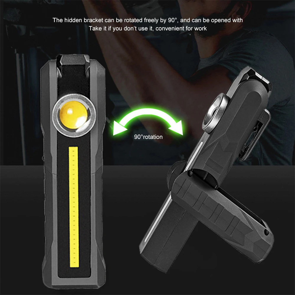 Rechargeable Camping Work Flashlight Magnetic Stick Light Super Bright Two Colors Available