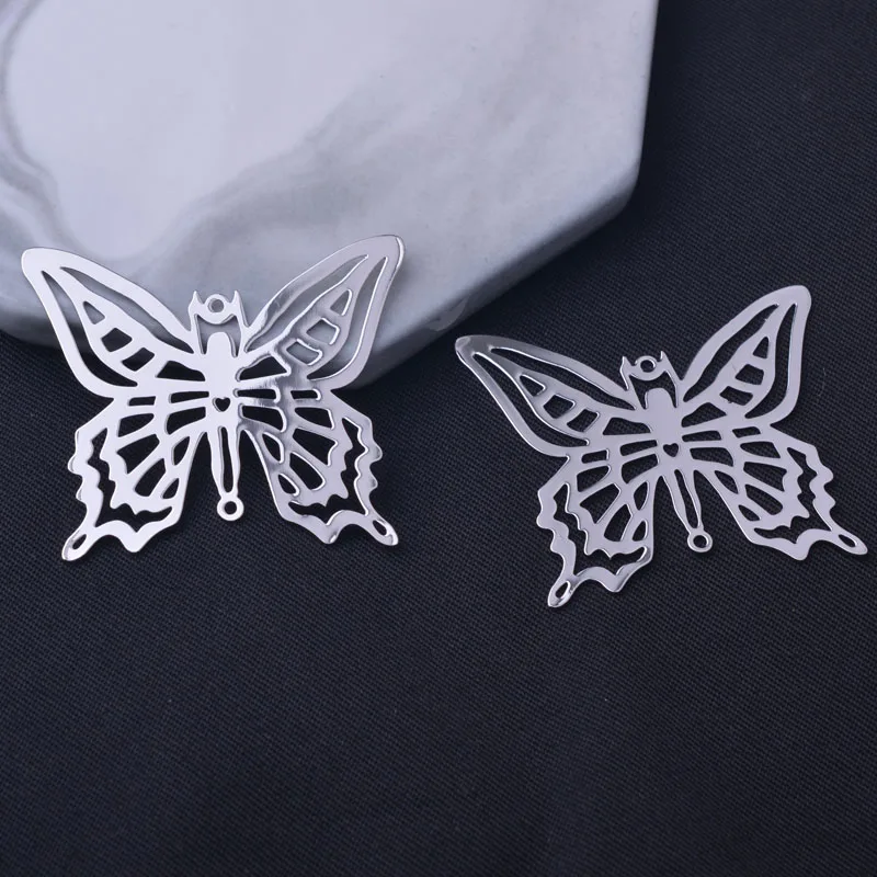 10 Stück 33mm*40mm Rhodium-beschichtete Schmetterlingsverbinder Filigrane Anhänger Hängeanhänger Verbinder für DIY-Schmuckherstellung – Detail 2