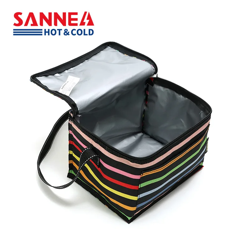 SANNE 2023 New Rainbow Stripe Insulation Bag Cooler 600D Oxford Cloth Ice Bag Thermal Waterproof Picnic Box Lunch Multiple Sizes