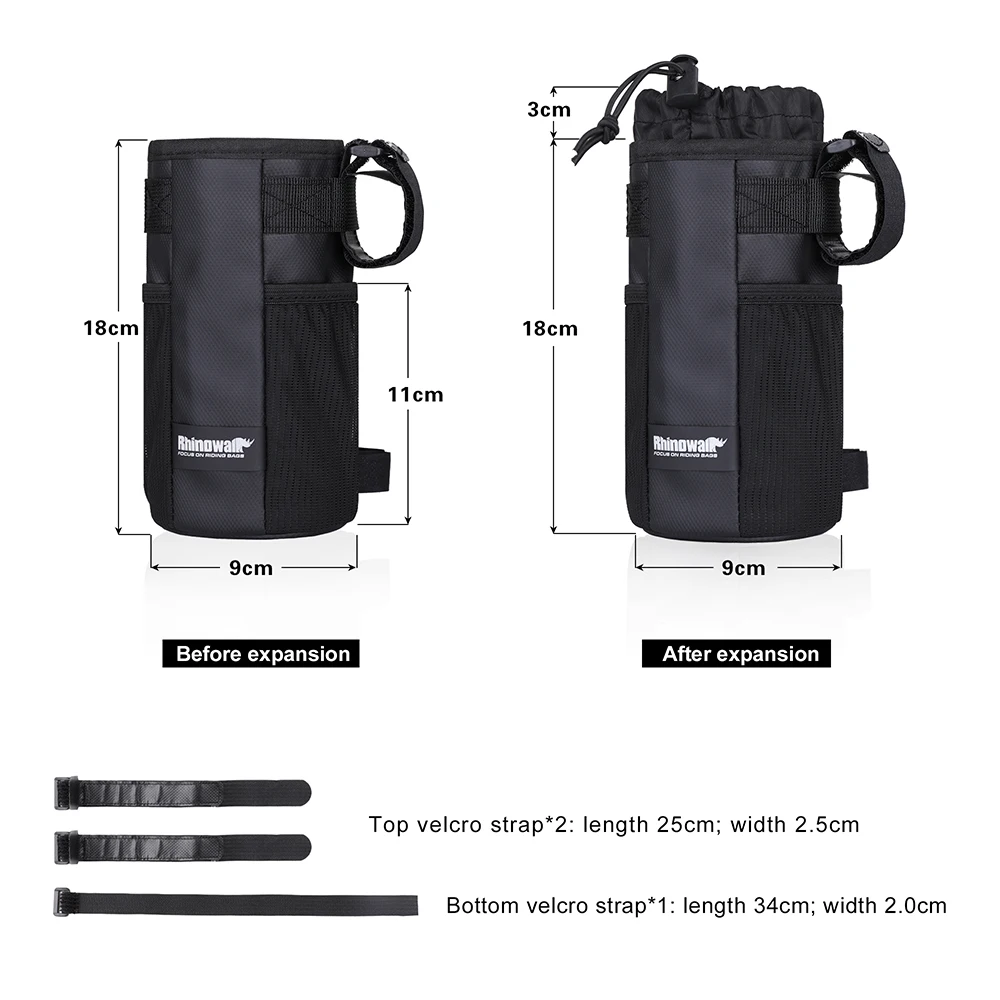 Rhinowalk Bike Handlebar Stem Bag Water Bottle Bicycle Bag Snack Storage Bikepacking Touring Commuting Insulated Kettle Pouch