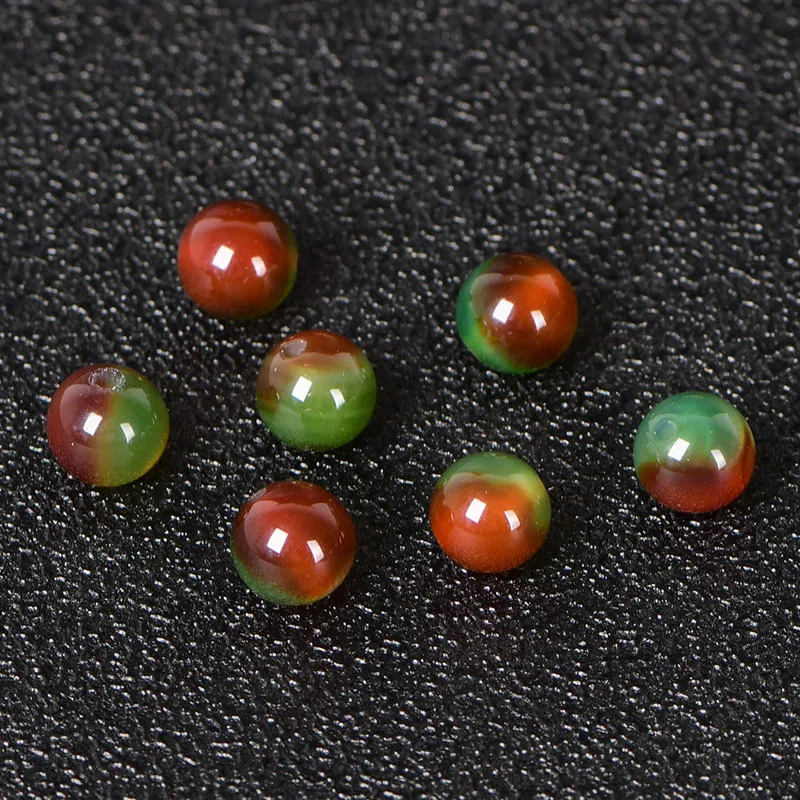 4A Natural Green Orange Peacock Agate Quartz Crystal Single Bead DIY Jewelry Making