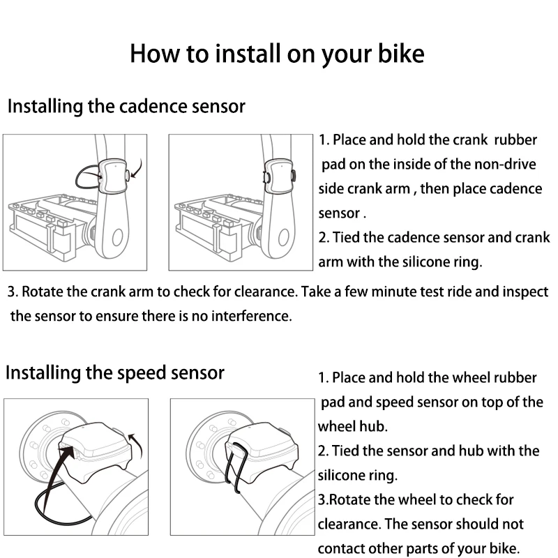 Sensore di cadenza per bici senza fili Bluetooth ANT + sensore di velocità per bicicletta da ciclismo impermeabile per computer da bici Zwift Elite