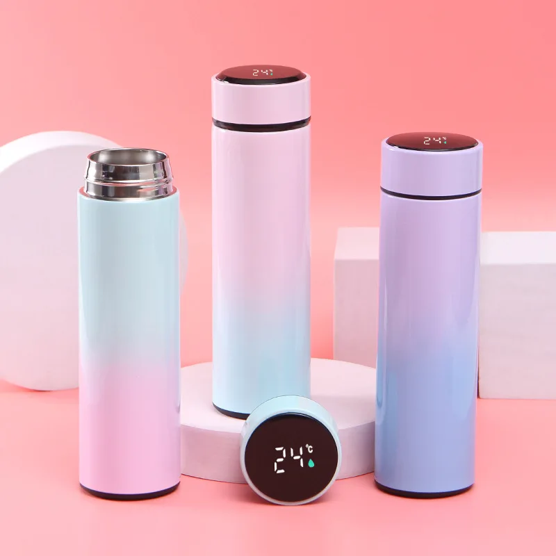 

500ml smart vacuum flask customized LED gradient display temperature business anniversary straight cup gift cup LOGO