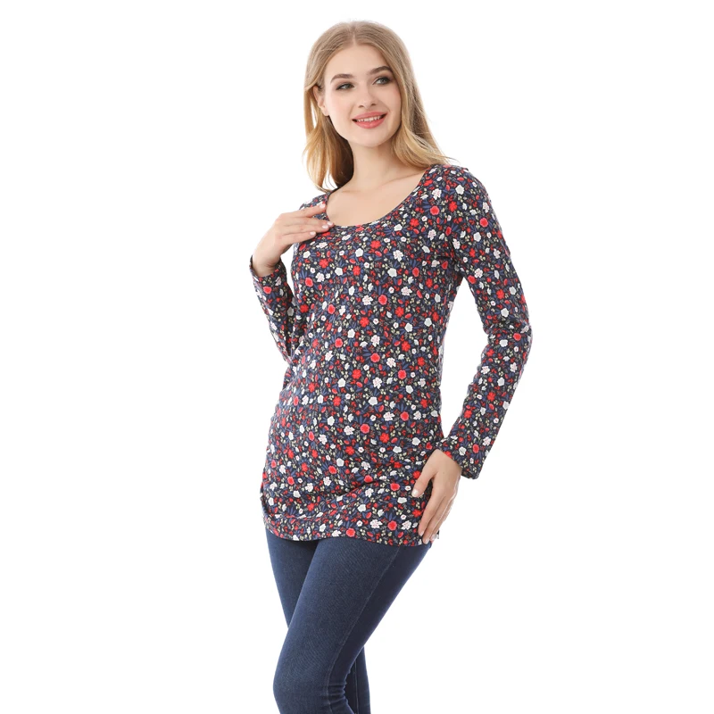 2025Herfst Lente Lange Mouw Moederschap Kleding Borstvoeding Tops Voor Zwangere Vrouwen Verpleging Tees Borstvoeding T-shirt