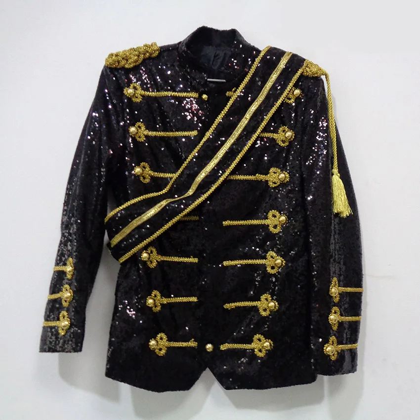 

Michael Jackson MJ Coat Dance Sequins Suit Jacket Stage Singer Cosplay Costume Halloween Uniform Outfit Customize Any Size