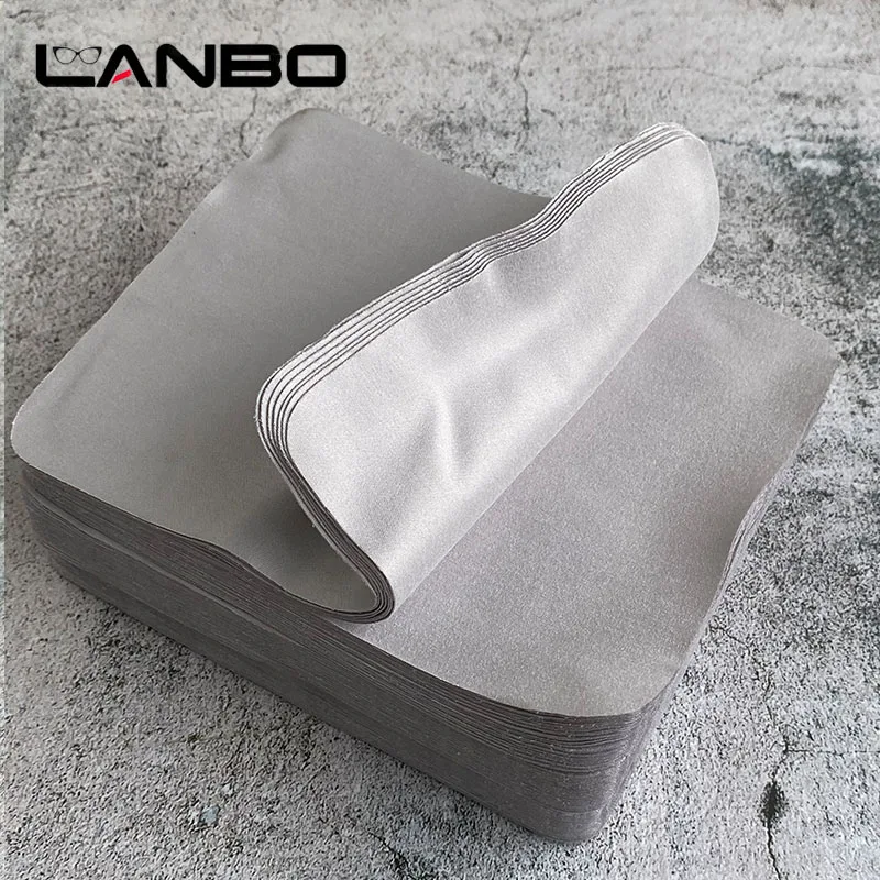 LANBO 100 sztuk wysokiej jakości przyrząd do czyszczenia szkieł okularowych 15*17.5cm ściereczka z mikrofibry do czyszczenia okularów do obiektywu ekran telefonu chusteczki do czyszczenia