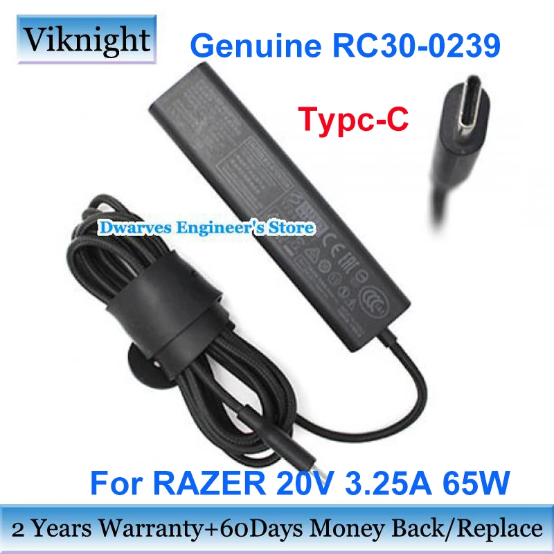 

Gnuine RC30-0239 для Razer 20V 3.25A RC30-02390100 Typc-C зарядное устройство для ноутбука 5V / 9V / 15V 3A