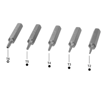 Uxcell 5pcs Torx Bits Set 5/32 Inch Hex Shank T2 T3 T4 T5 T6 Screwdriver Bit Set 28mm Length S2 Screw Driver Kit Tools