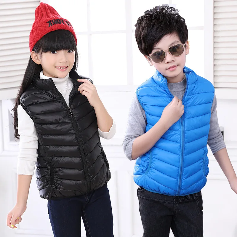 Children Clothing Boys Girls Warm Waistcoats Autumn Winter Outerwear Coat Vests KidsToddlers Thick Padded Warm Jacket 3-16 Years