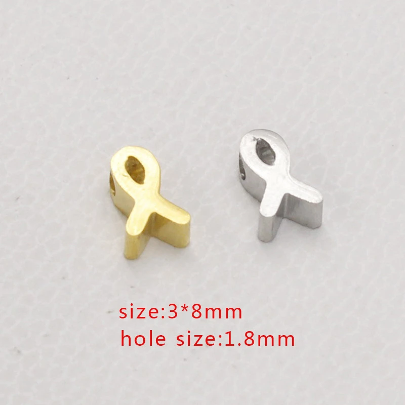 5PCS/Lot Stainless Steel Breast Cancer Awareness Ribbon Charms Pendant For Jewelry DIY Making Symbol AIDS Pendant Accessories