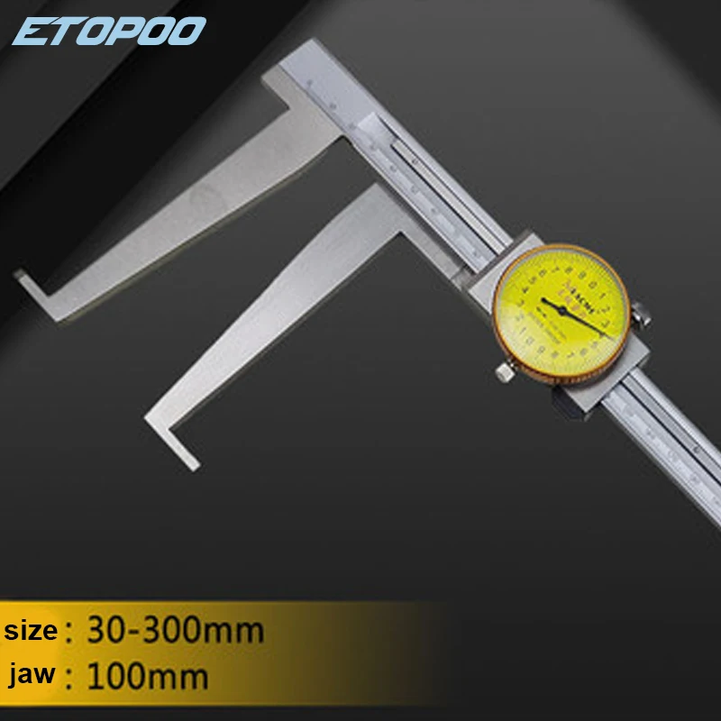 dentro do sulco dial vernier caliper 100 mm garras longas ferramentas de medida a prova de choque paquimetro 30300 mm 002 mm 01