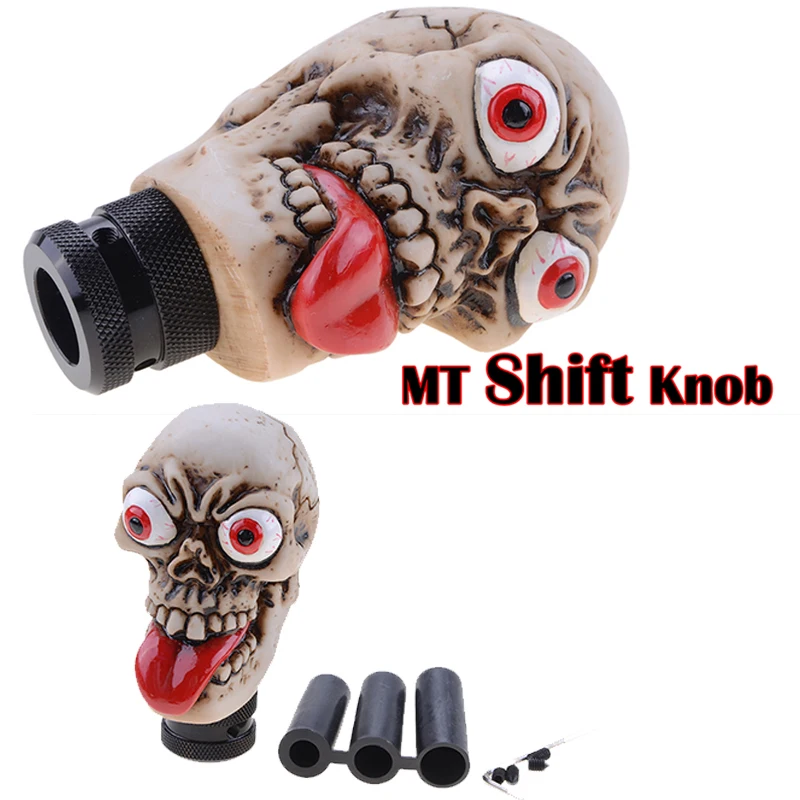 Universal Gear Shift Knob Manual Shifter Lever Skull Skeleton Big Eyes Red Tongue Style Fit For Trunk Car Jeep BMW Auto Parts