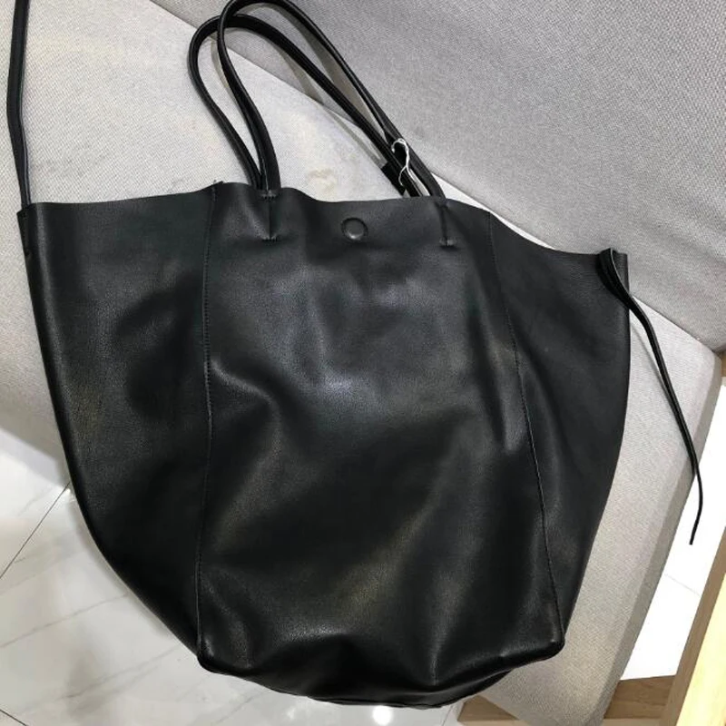 Genuine Leather Bag Lady High Capacity Tote 100% Natural Cow Skin Casual Simple Design Shoulder Packs Cool Mother BAG for Women
