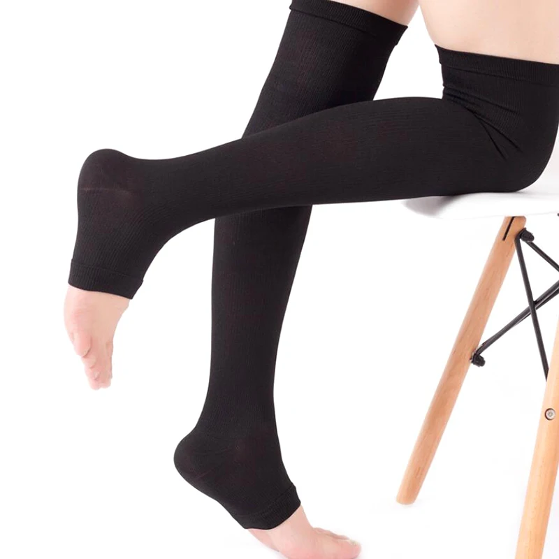 Compression Socks Thigh High Pressure Open Toe Varicose Stockings Men Women Knee-length Tight Leg Socks