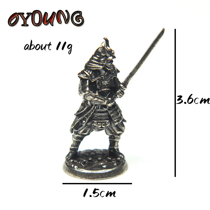 White Copper Japanese Shogunate Samurai Figurines Miniatures Vintage Metal Soldiers Model Statue Desktop Toy Ornament Decoration