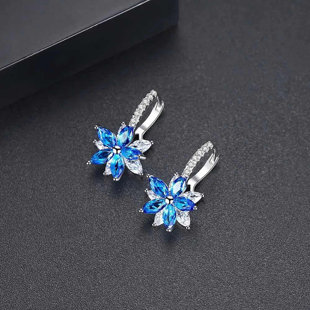 LUOTEEMI Multi-Color Cubic Zirconia Stud Earrings Fashion Cute  Lovely Geometric Flower Earring for Women Party Luxury Jewelry