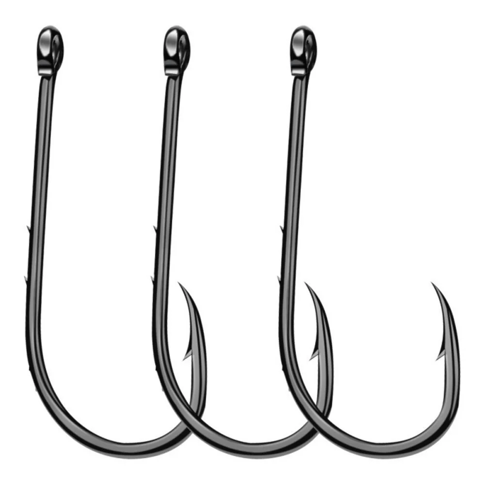 50pcs/lot Sharp Long Shank Barbed Fishing Hook Sea Worm Carp Single Circle Hook Set Fishing Accessories Anti-rust Fishhooks