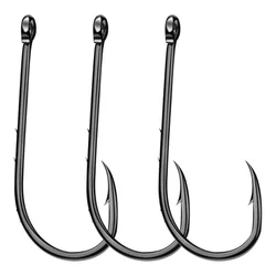 50pcs/lot Sharp Long Shank Barbed Fishing Hook Sea Worm Carp Single Circle Hook Set Fishing Accessories Anti-rust Fishhooks