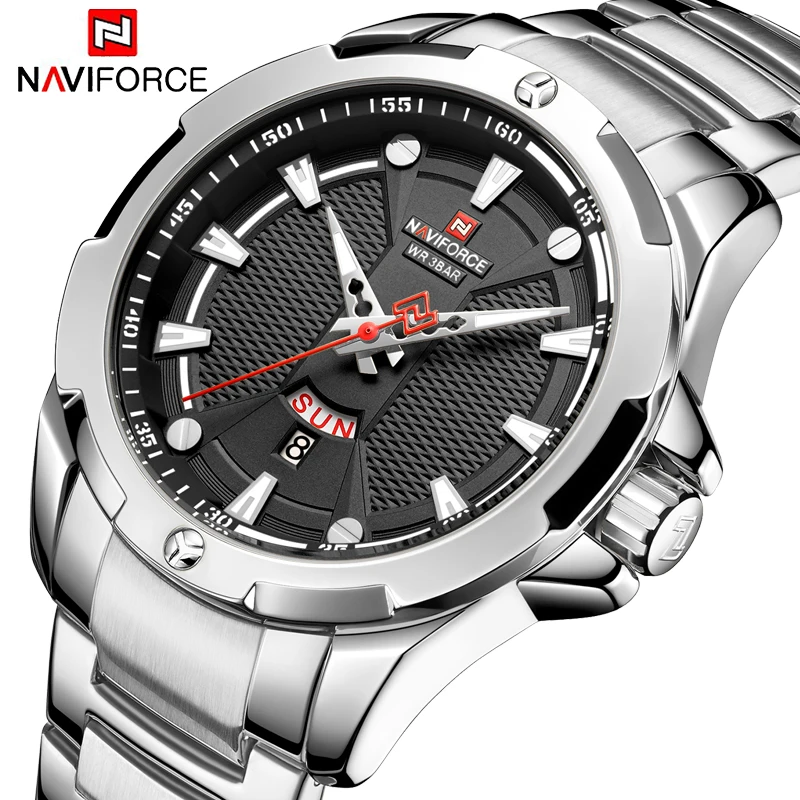 

NAVIFROCE New Luxury Brand Men's Watches Full Steel Business Wristwatch Waterproof Quartz Men Watch Male Clock Relogio Masculino