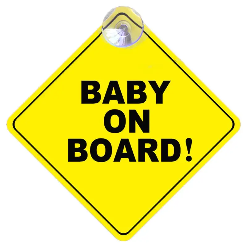 BABY ON BOARD Stroller Safety Car Window Sticker Yellow Reflective Warning Sign