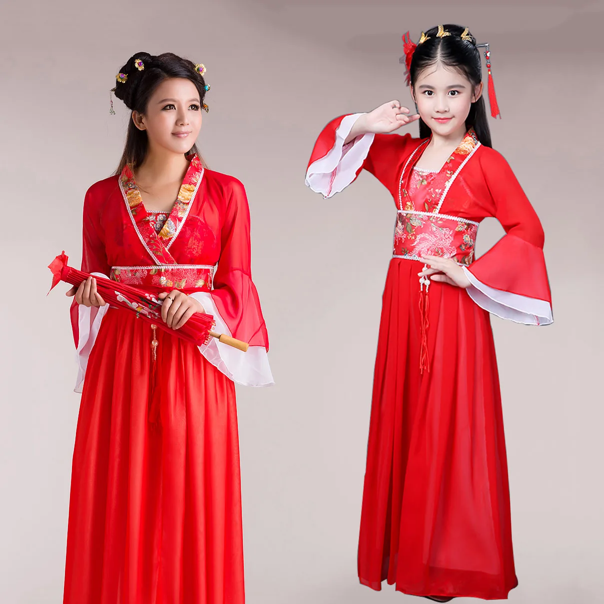 

Adult Children Traditional Chinese Clothing for Girls Hanfu Cosplay Chinese Han Fu Girl Fairy Outfit Woman Halloween Lady Dress