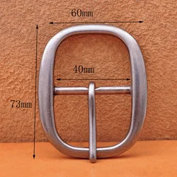 Solid Strong Antique Silver Chipped Corner Center Bar Belt Buckles Fit 40mm Belt  73*60MM