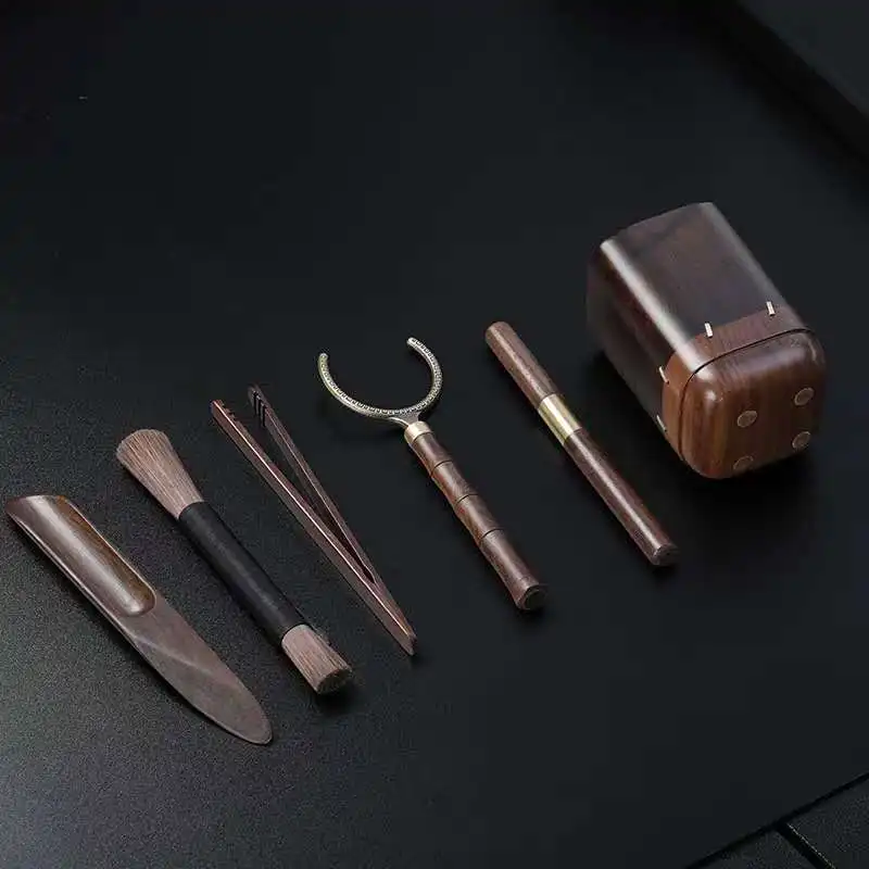 Blackwood Solid Wood Six Gentlemen Tea Ceremony Tea Shovel Tea Brick Knife Pot Maintenance Pen Tea Ceremony Kung Fu Tea Set