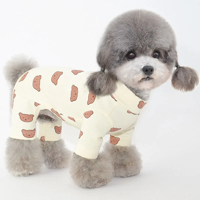 Bear Pattern 4 Legs Pajamas for Small Dogs Pet Clothes Jumpsuit Hoodies Sweatshirt Puppy Pyjamas Overalls Chiwawa Dog Onesie XXL